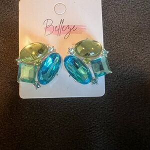 Blue and Green Gemstone Earrings